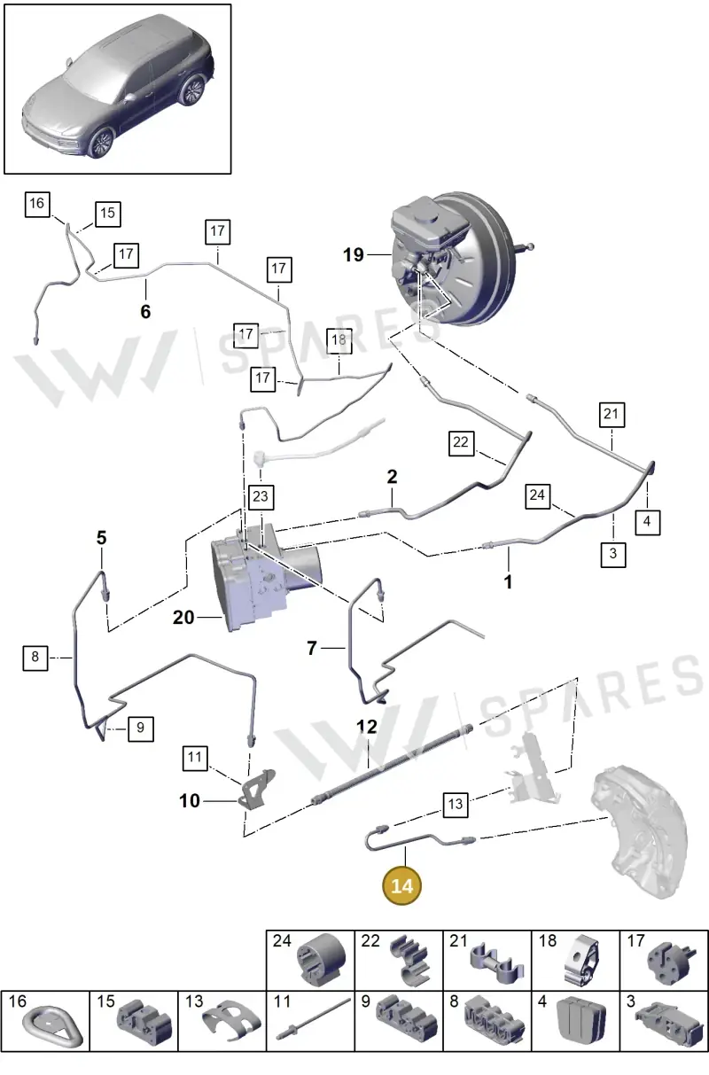 PAB61416100 Porsche Brake Line