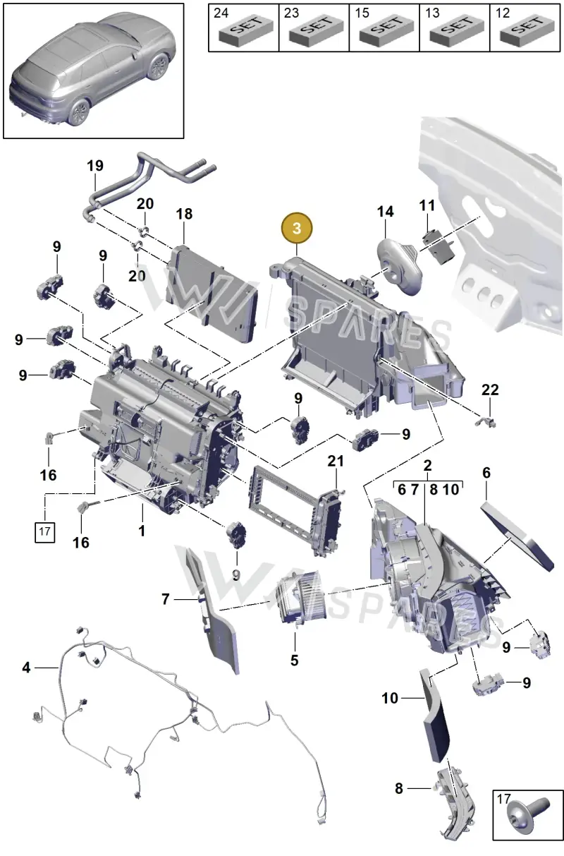 PAB820023B Porsche Evaporator Housing with Evaporator
