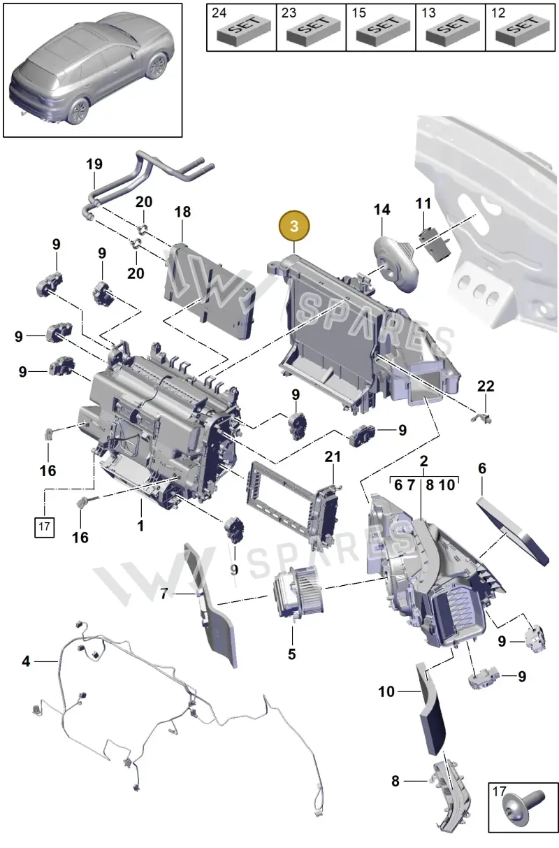 PAB820023 Porsche Evaporator Housing with Evaporator