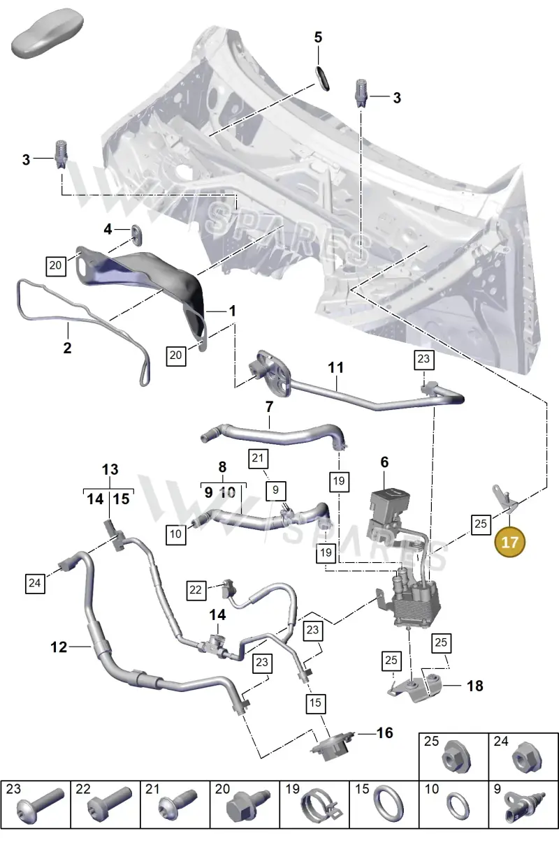 PAB82019500 Porsche Bracket for Heat Exchanger