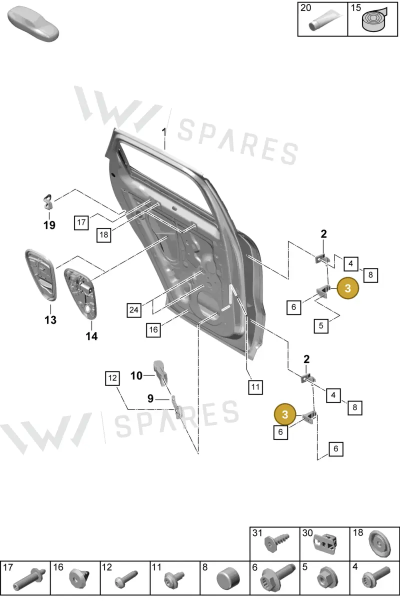 PAB83340400 Porsche Door Hinge