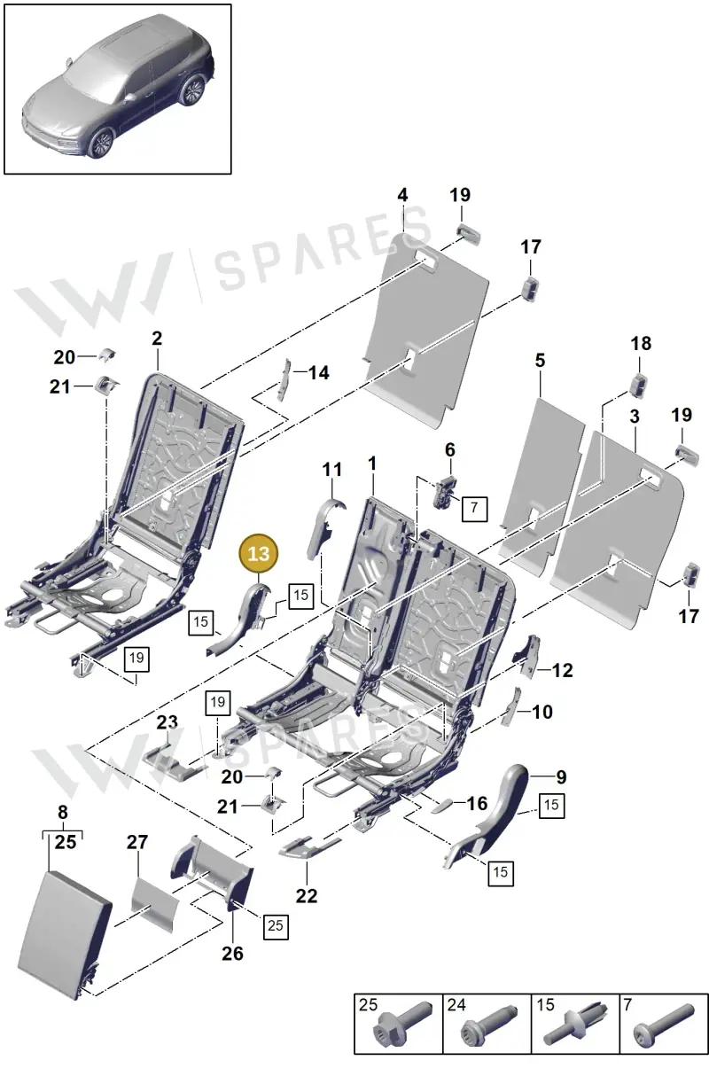 PAB885933001E0 Porsche Trim (Black 1E0)