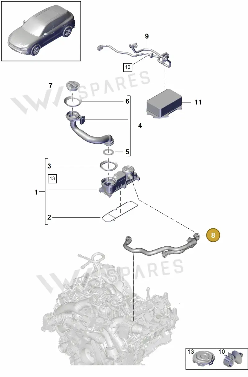 PAC103210E Porsche Breather Line