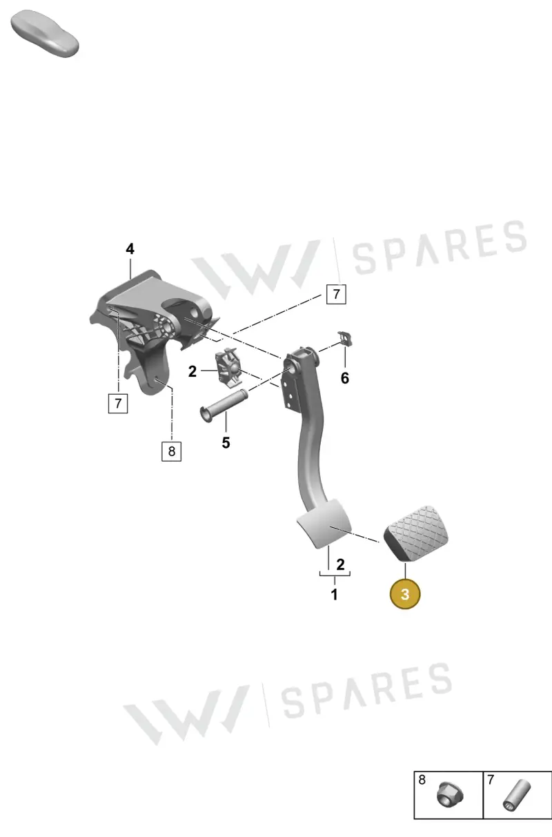 PAC723173A Porsche Cap for Foot Brake Pedal