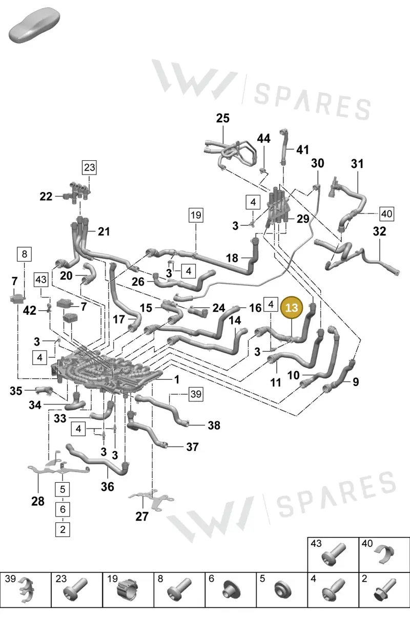 PAD121096A Porsche Coolant Hose with Quick Release Coupling