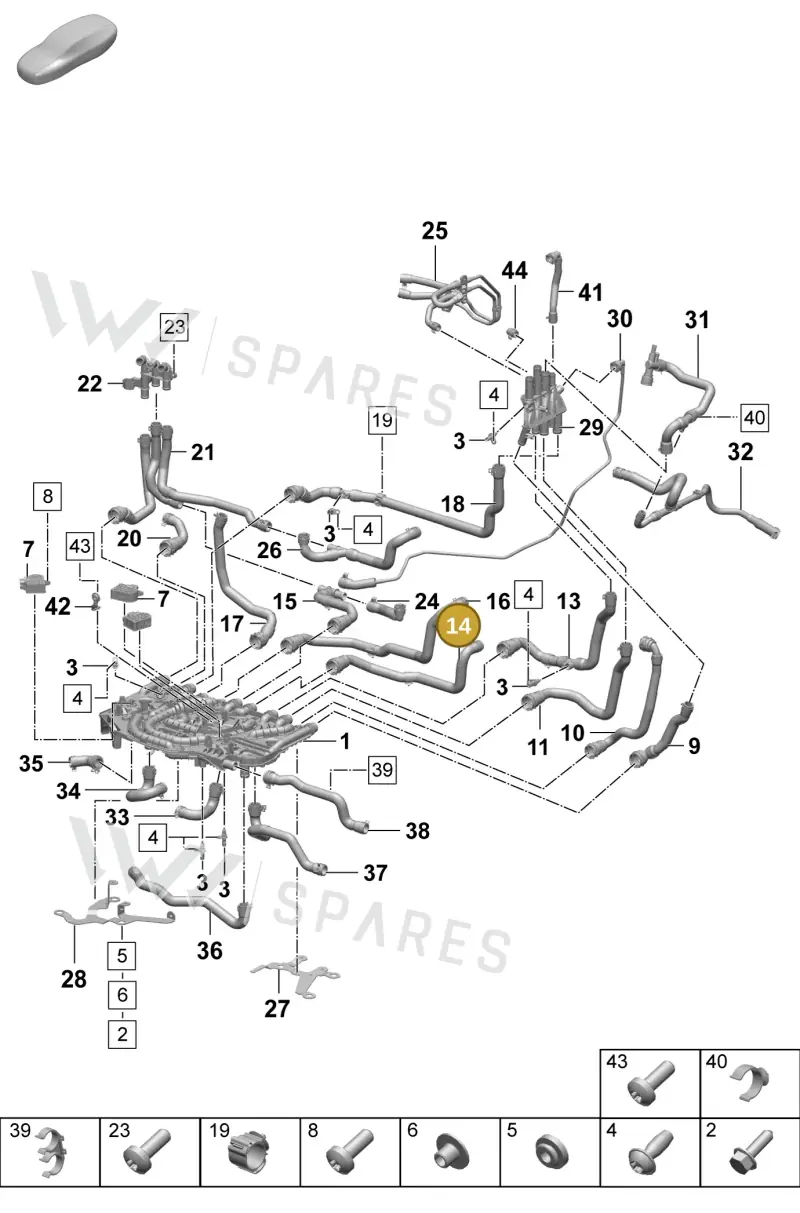 PAD121448 Porsche Coolant Hose with Quick Release Coupling