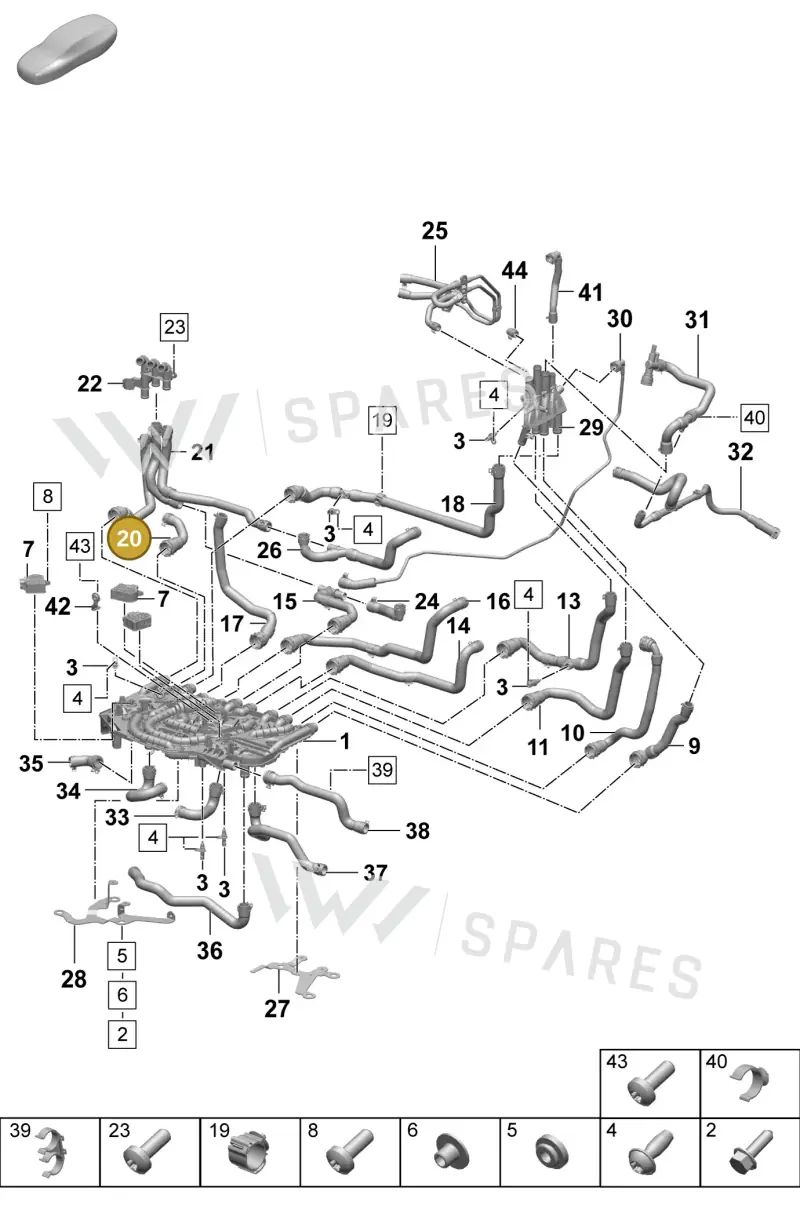 PAD121545A Porsche Coolant Hose with Quick Release Coupling