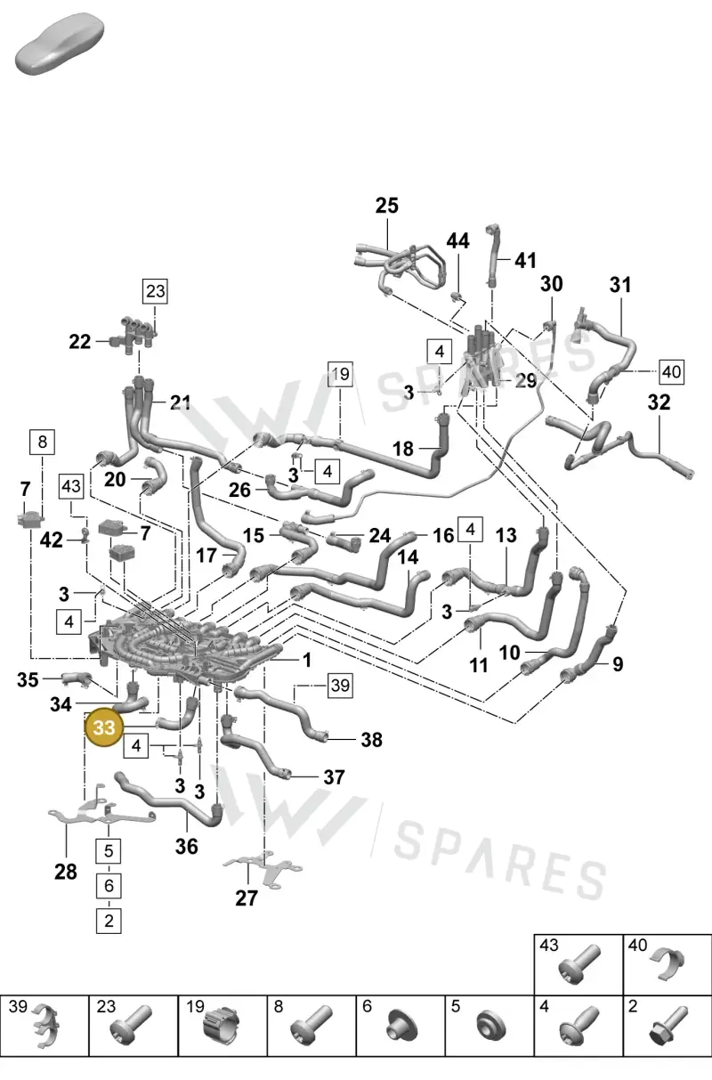 PAD121550A Porsche Coolant Hose