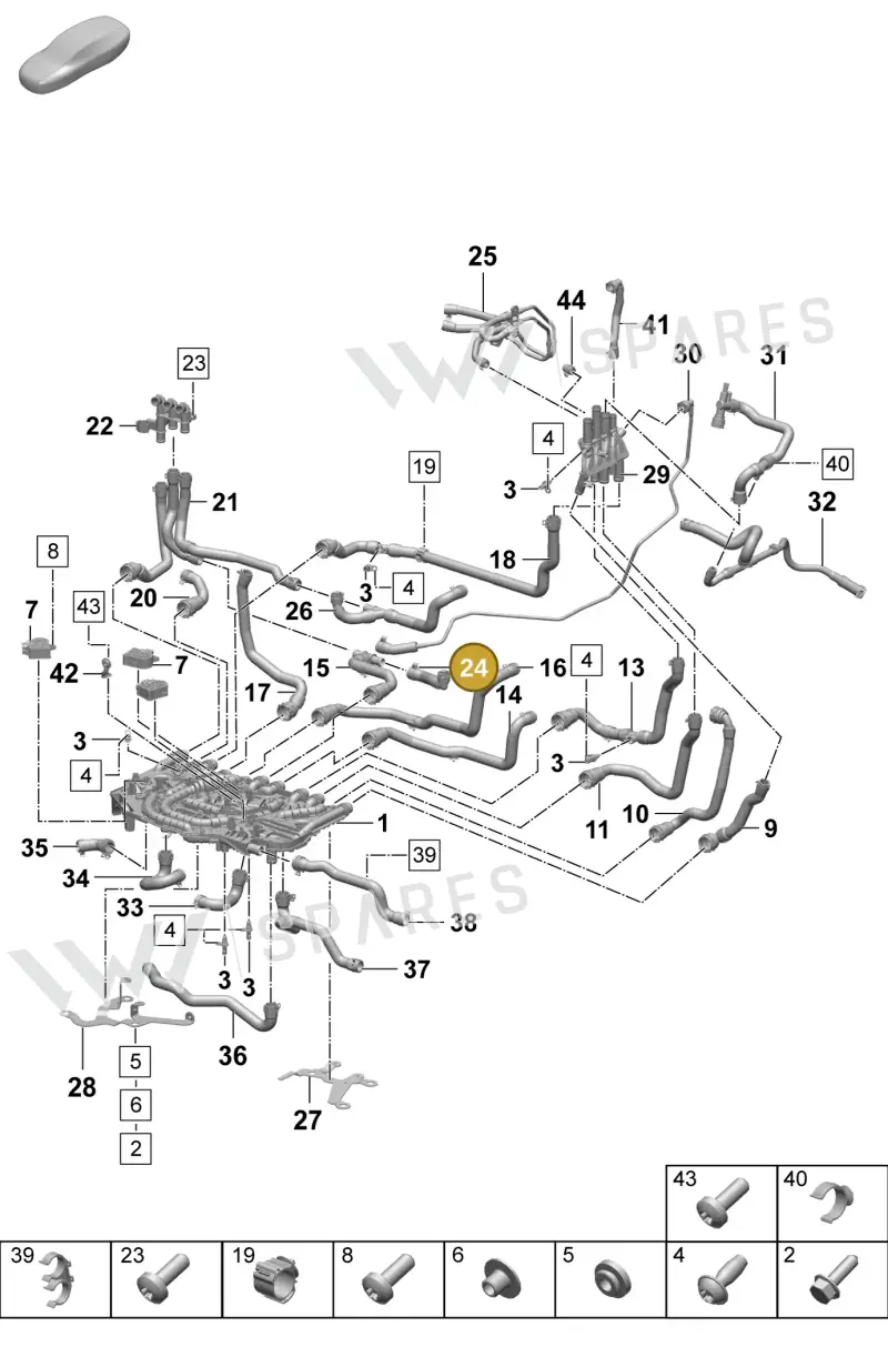 PAD121611 Porsche Coolant Hose with Quick Release Coupling