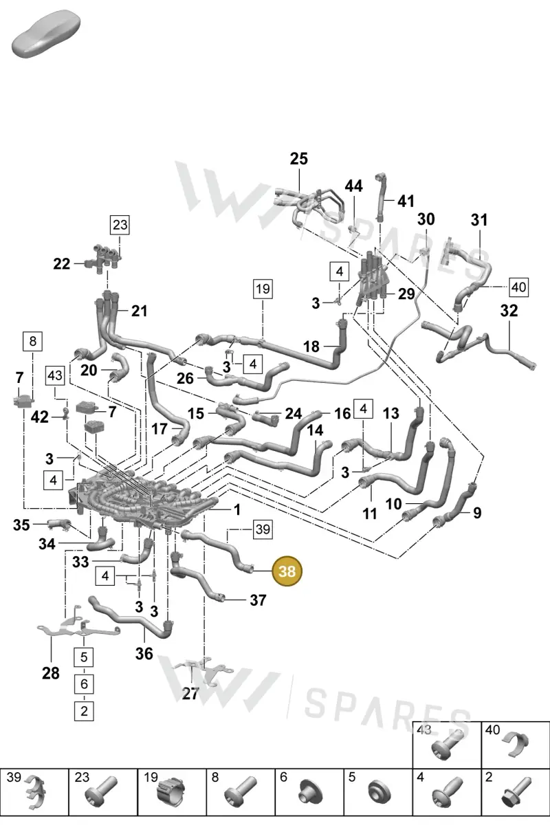 PAD121623A Porsche Coolant Hose