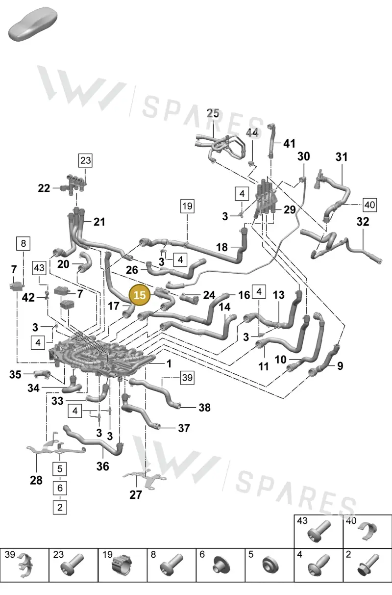 PAD121624 Porsche Coolant Hose with Quick Release Coupling