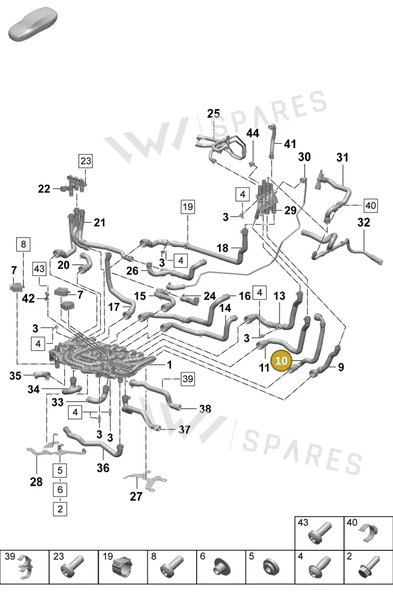 PAD121626 Porsche Coolant Hose with Quick Release Coupling