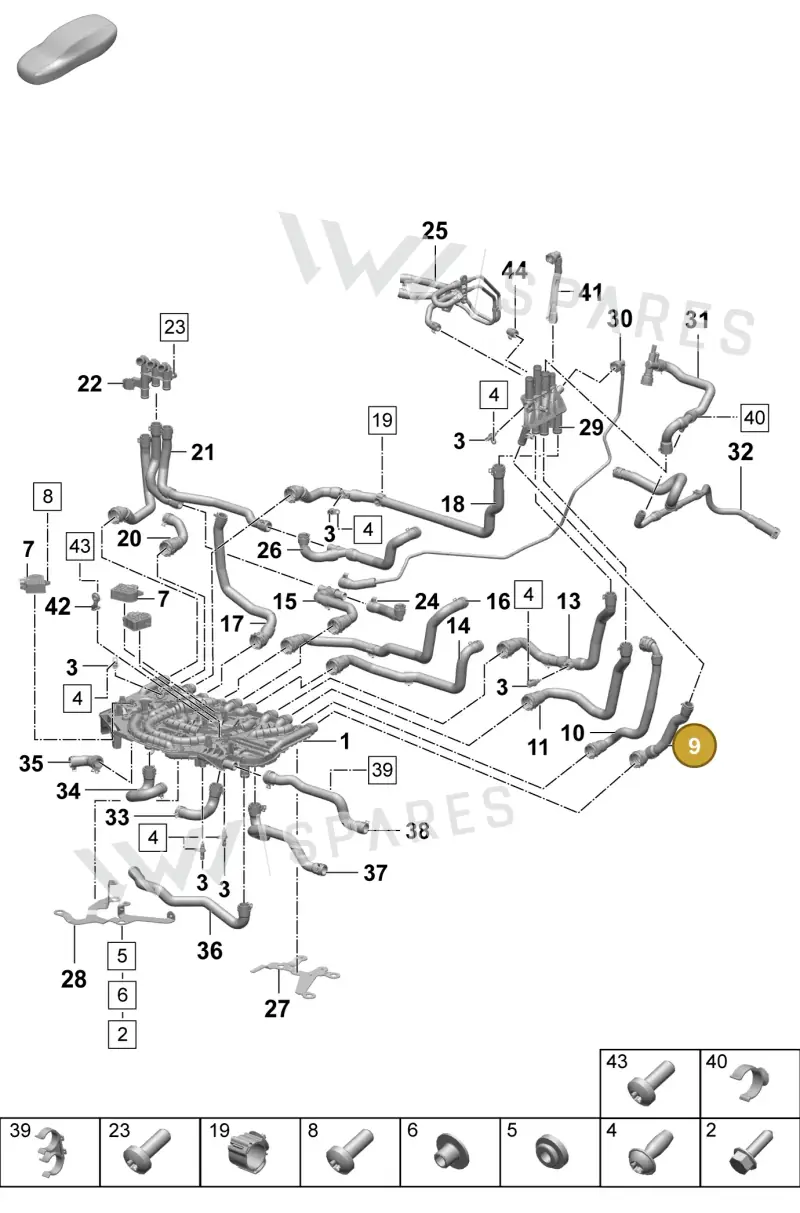 PAD121630A Porsche Coolant Hose with Quick Release Coupling