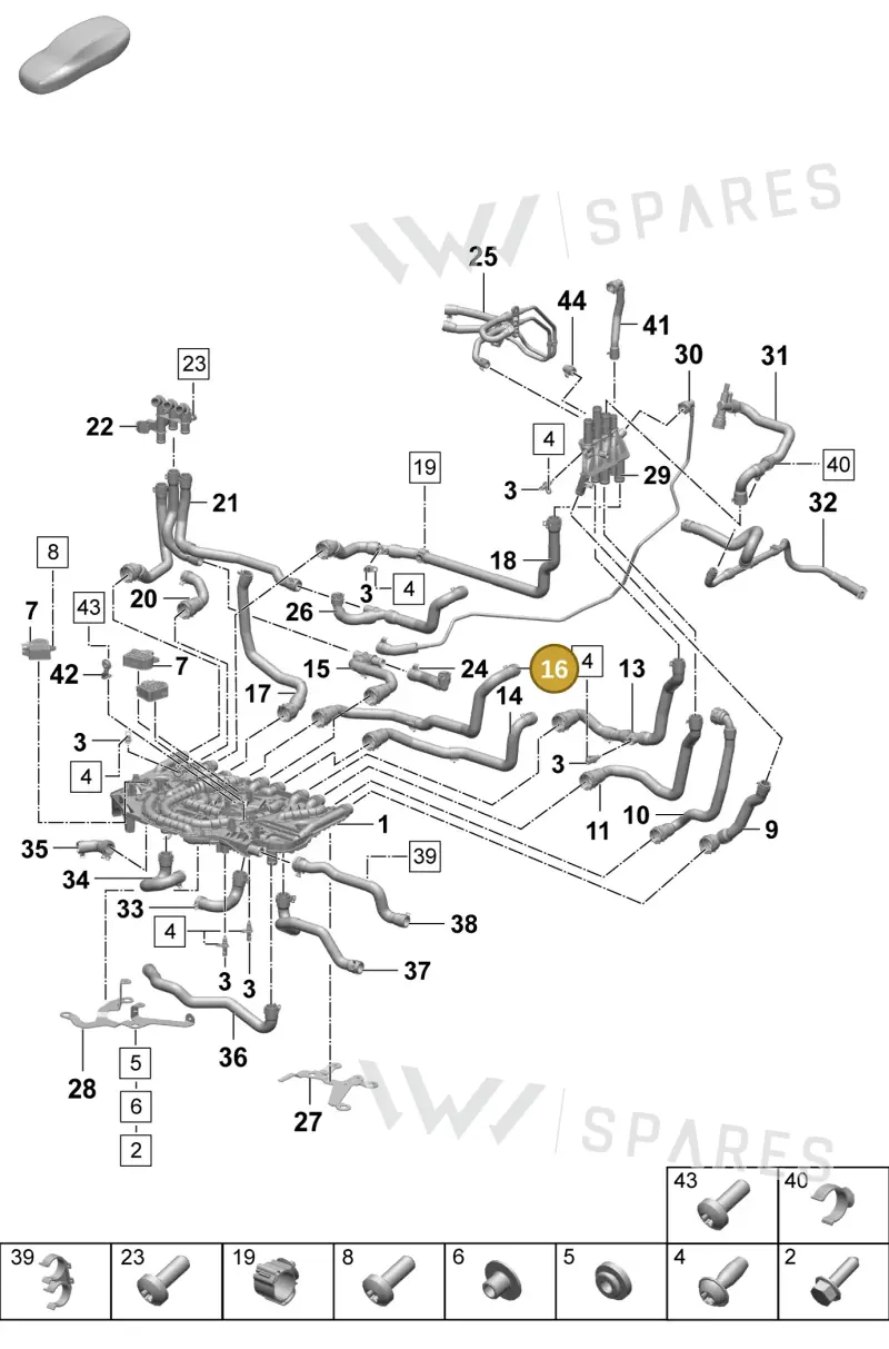 PAD121632 Porsche Coolant Hose with Quick Release Coupling