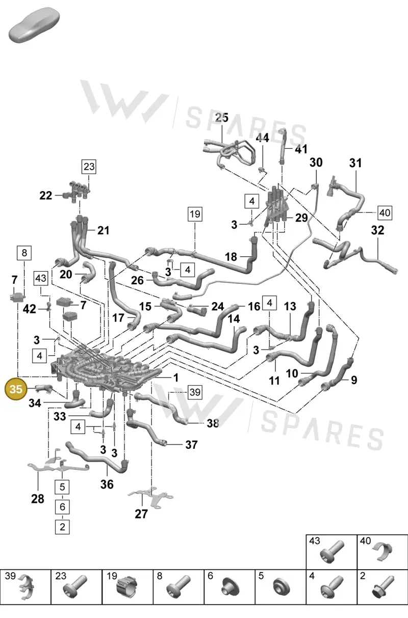 PAD121641 Porsche Coolant Hose