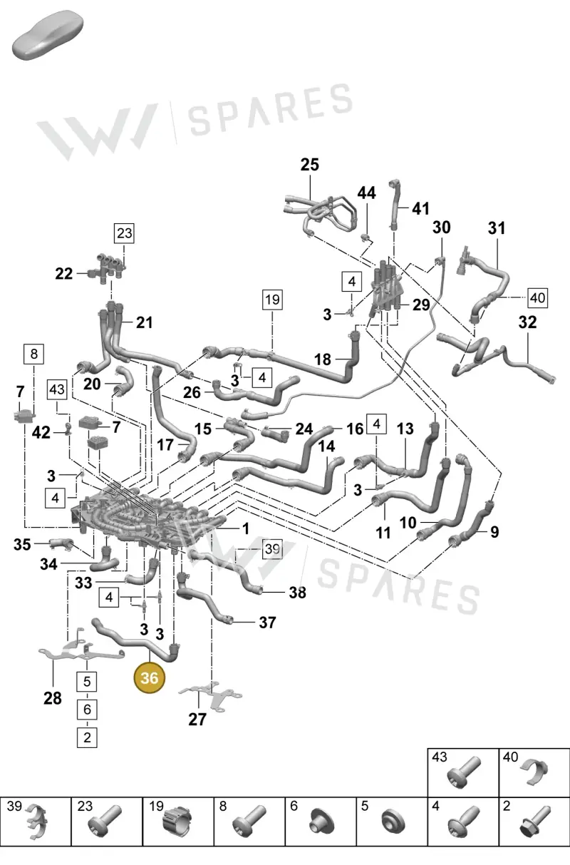 PAD121649 Porsche Coolant Hose