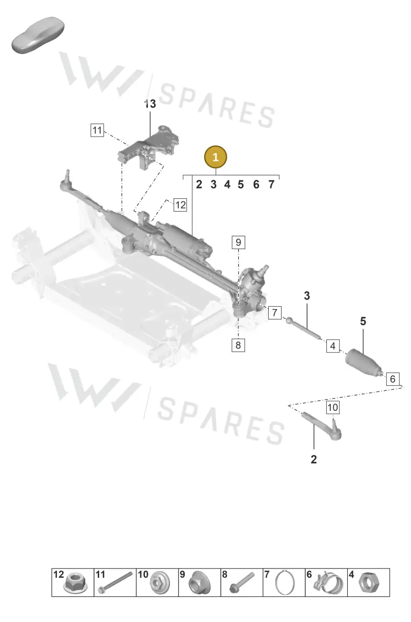 PAD423051C Porsche Steering Gear with Track Rods