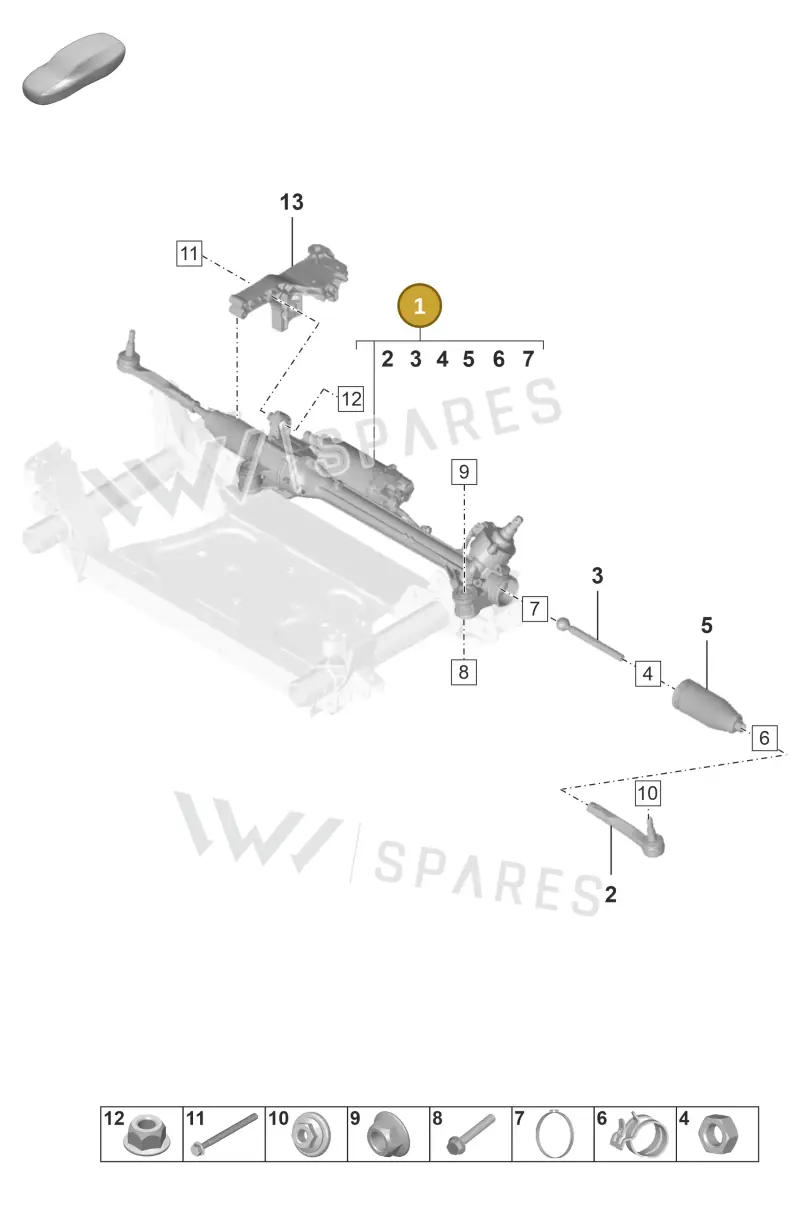 PAD423051D Porsche Steering Gear with Track Rods