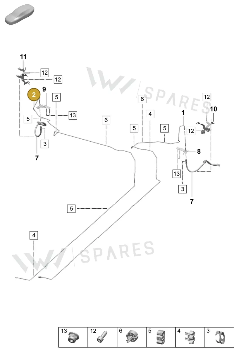 PAD614728 Porsche Brake Line