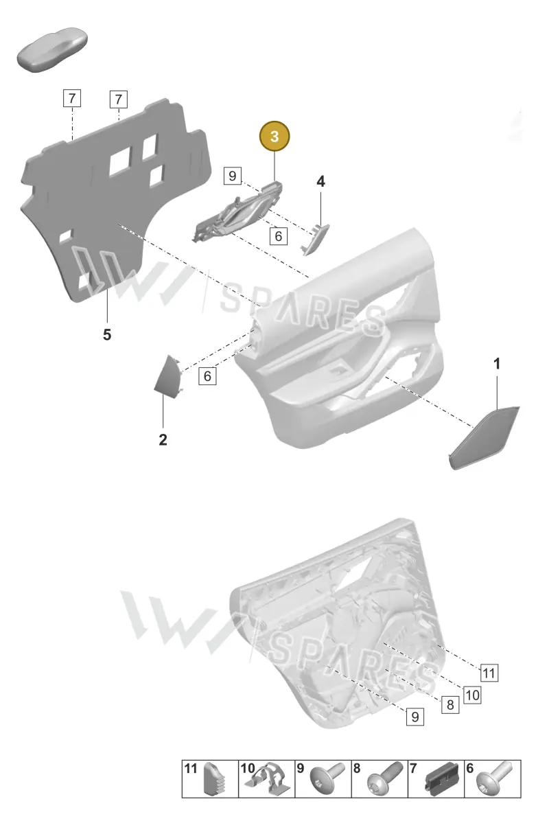 PAD837113AOS8 Porsche Inner Actuator (Dark Silver OS8)