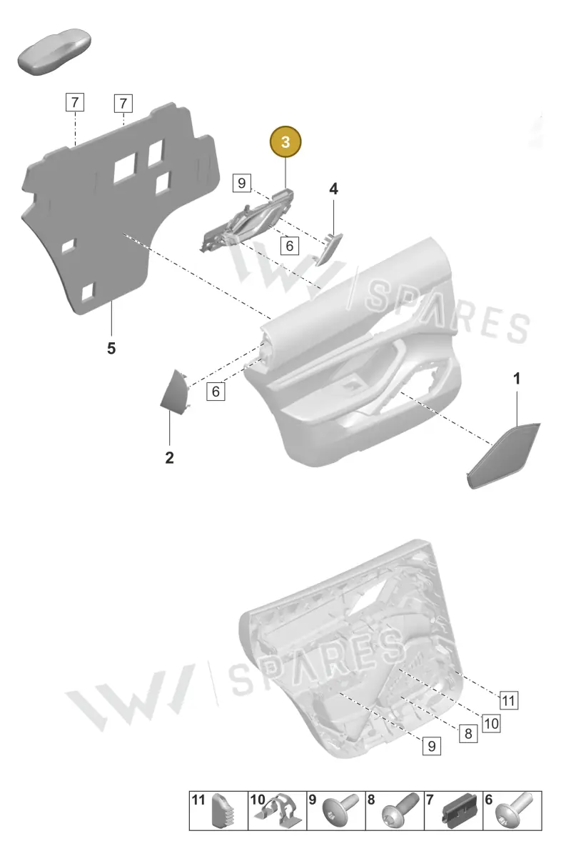 PAD837114OZ1 Porsche Inner Actuator (Neodyme OZ1)