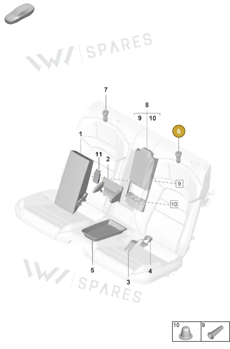 PAD886920AOU6 Porsche Guide for Head Restraint Adjustable (Slate Grey OU6)
