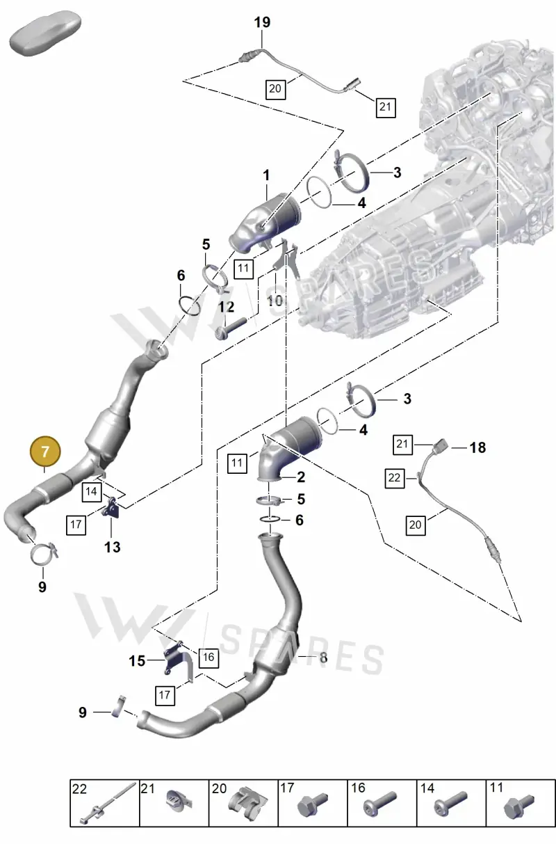 PAE254401X Porsche Exhaust Pipe with Catalyst