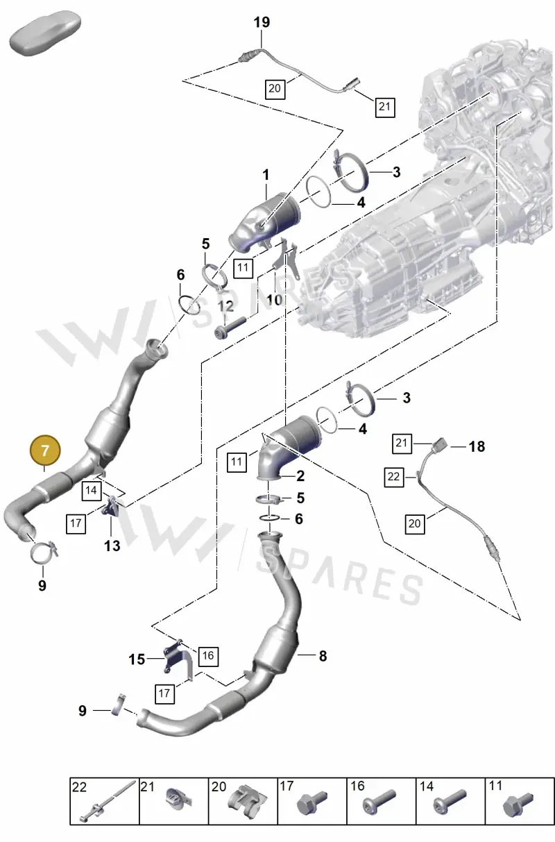 PAE254401 Porsche Exhaust Pipe with Catalyst