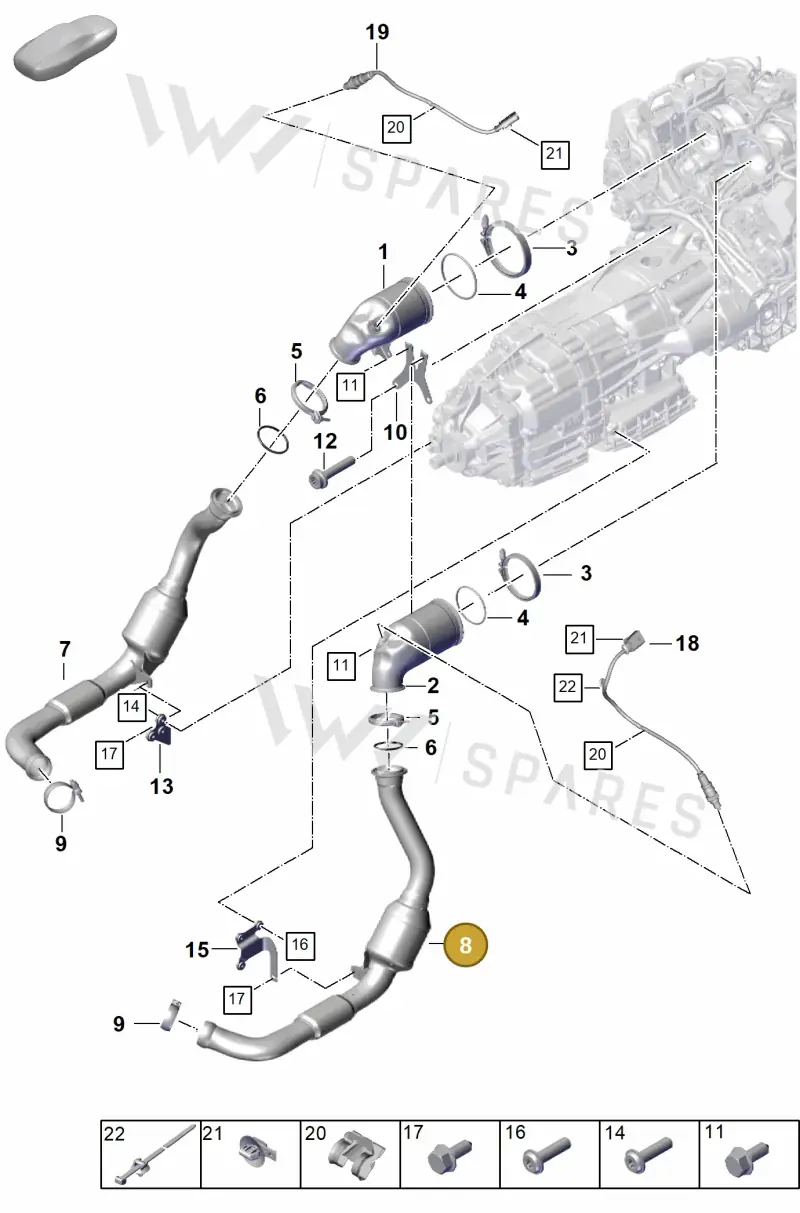 PAE254451X Porsche Exhaust Pipe with Catalyst