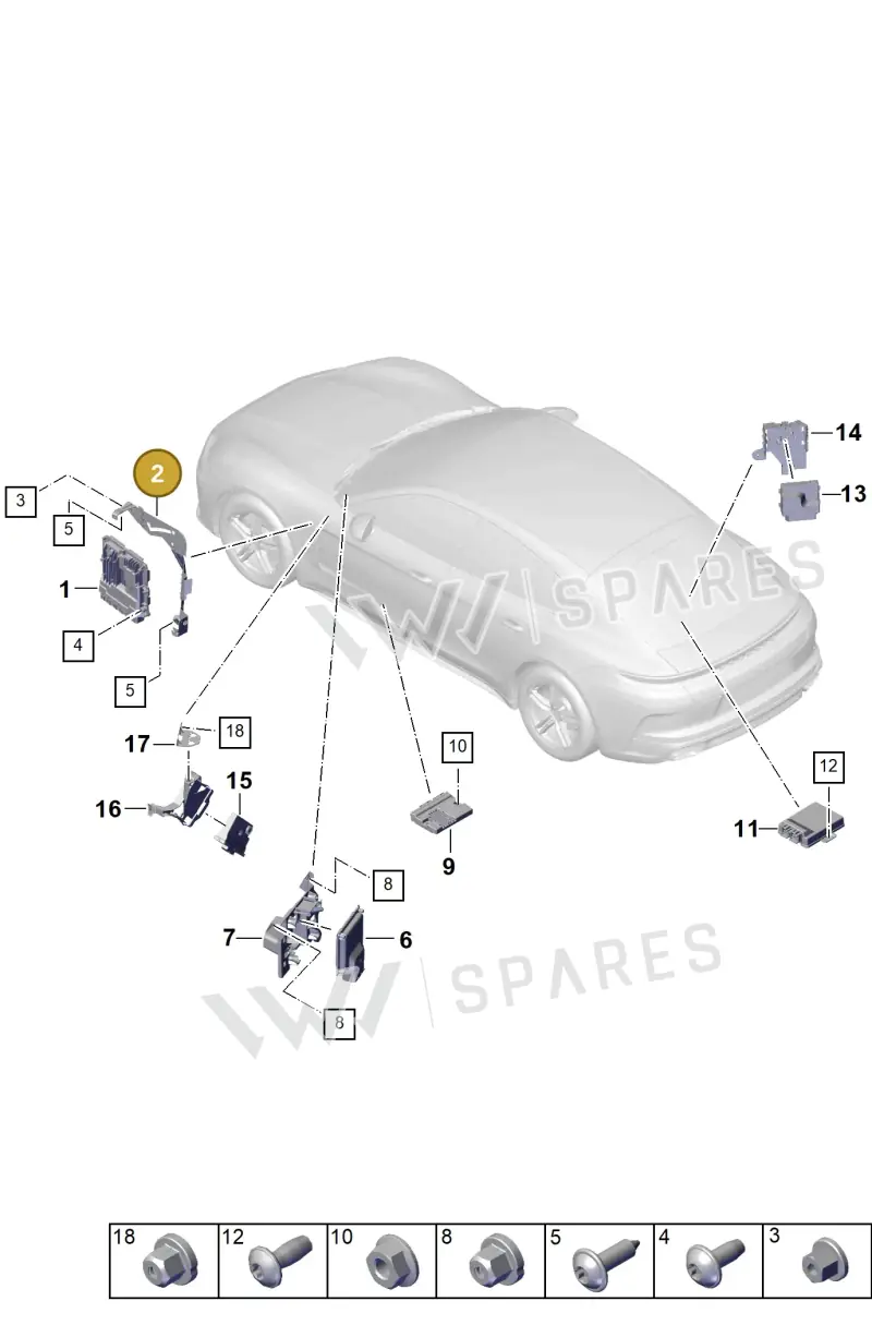 PAE906216 Porsche Retainer for Control Units