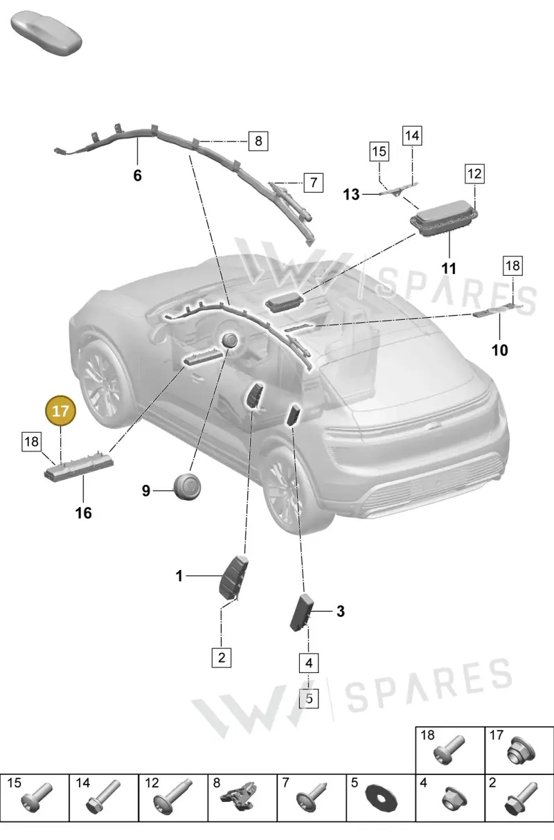 PAF002258 Porsche Hexagon Nut Self-Locking with Washer