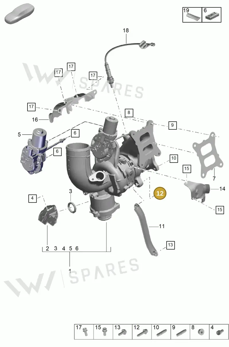 PAF008385 Porsche Hexagon Collared Bolt
