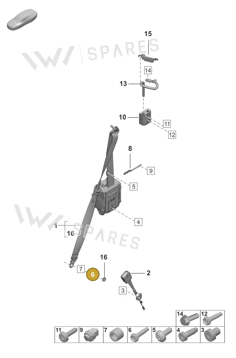 PAF009057 Porsche Fitted Bolt Hexagon Head