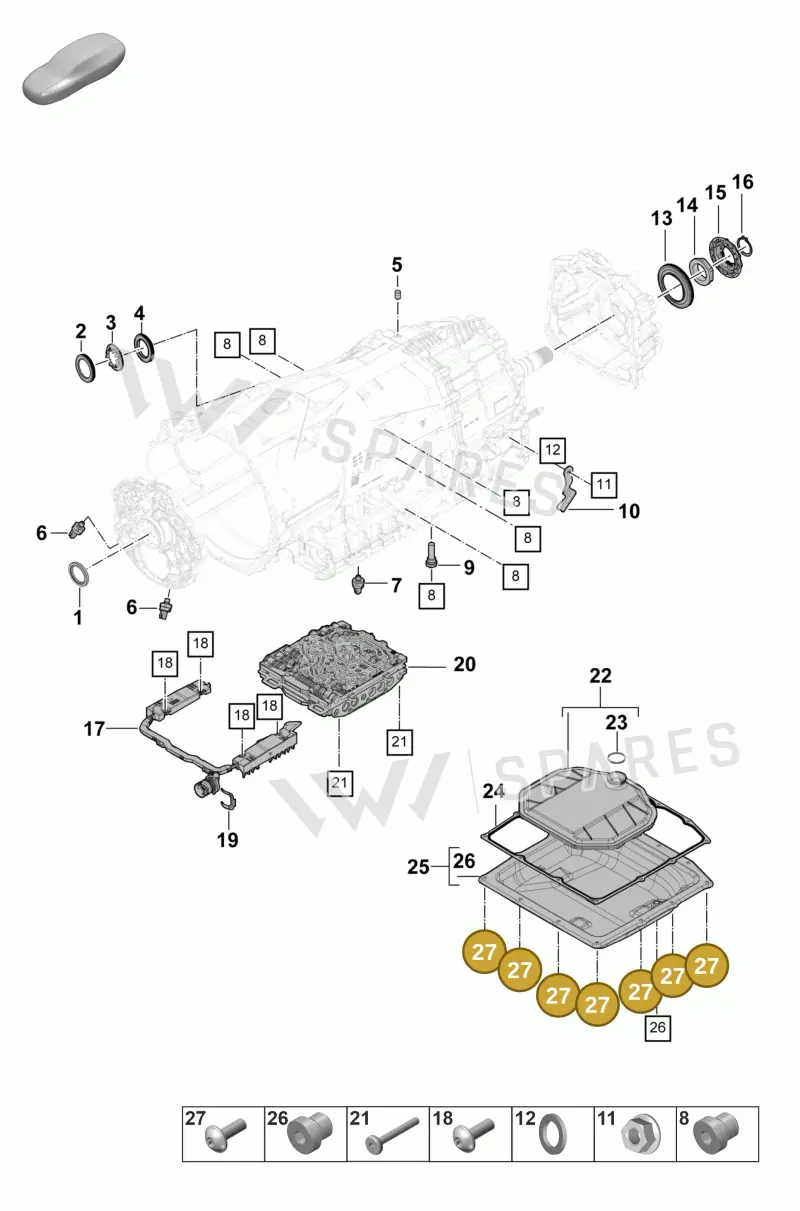 PAF009503 Porsche Flat Round Head Bolt