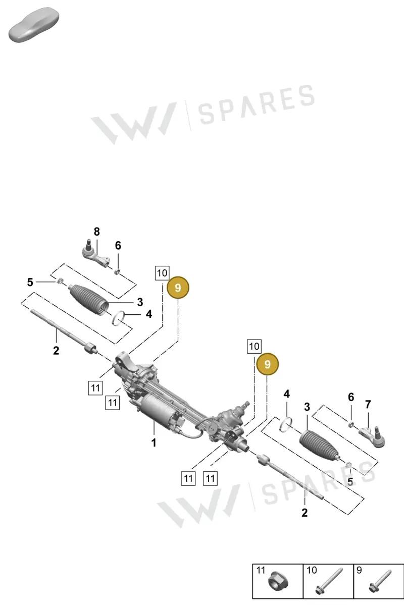 PAF009642 Porsche Fitted Bolt Hexagon Head