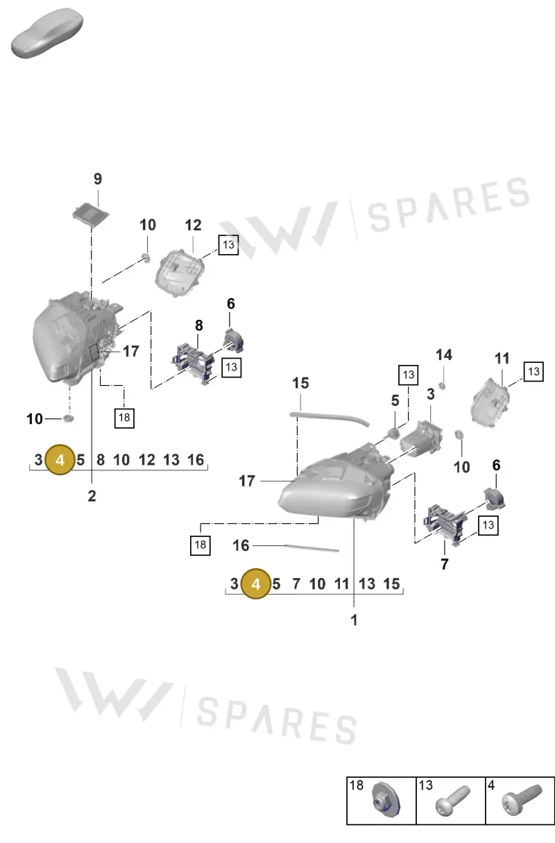 PAF104878 Porsche Oval Head Panel Screw (Combi)