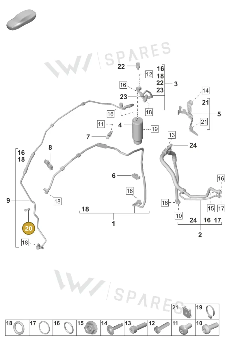 PAF108488 Porsche Combination Holder