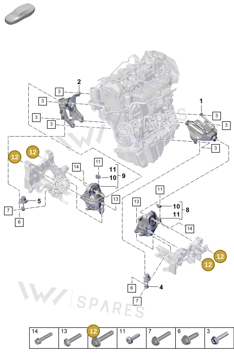PAF90696702 Porsche Hexagon Bolt