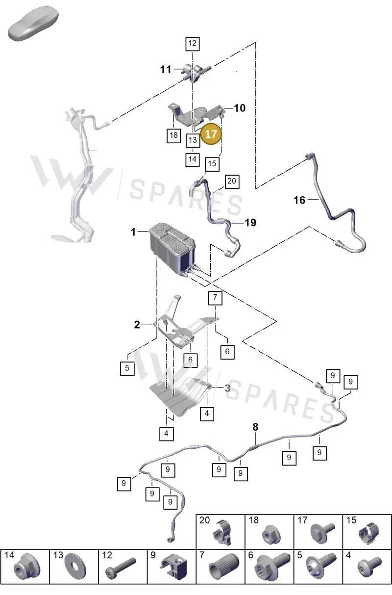 PAF909590 Porsche Bolt Hexagon Headwith Shoulder (Combi)