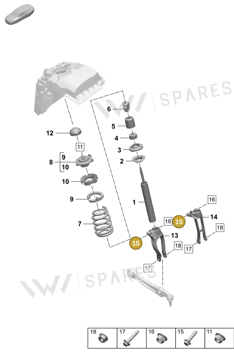 PAF912005 Porsche Hexagon Collared Bolt