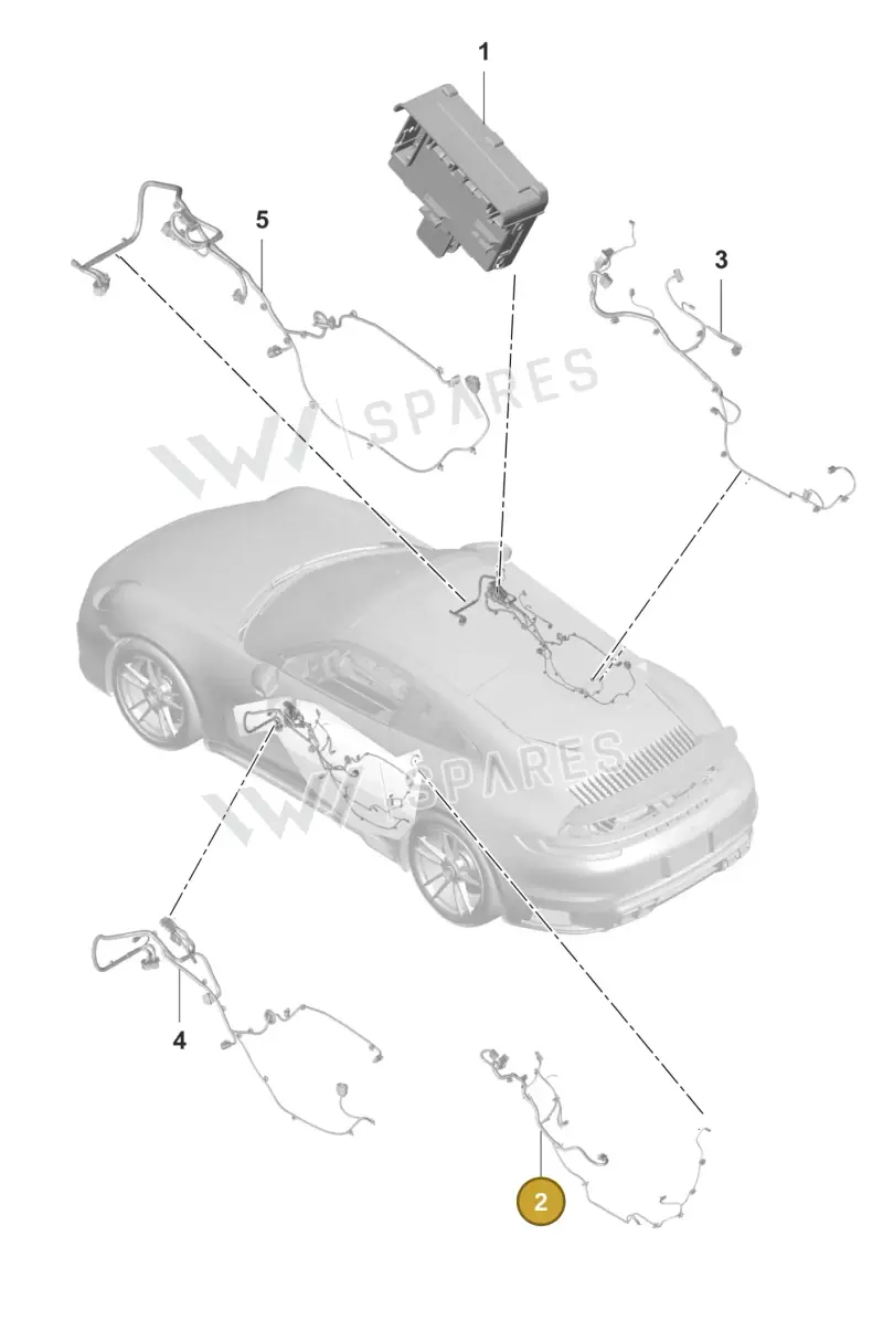 V04015358B Porsche Wiring Harness for Door Trim Panel