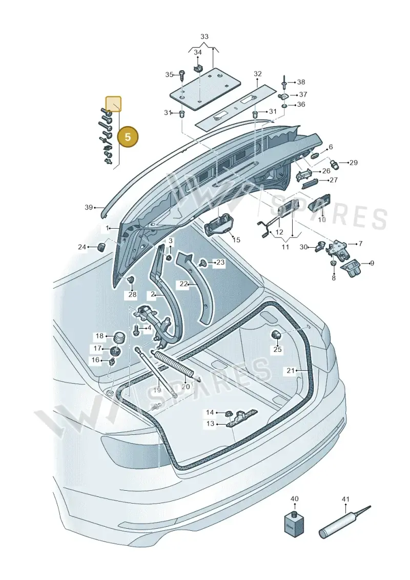 V04017001BH Porsche 1 Set Attachment Parts for Rear Lid