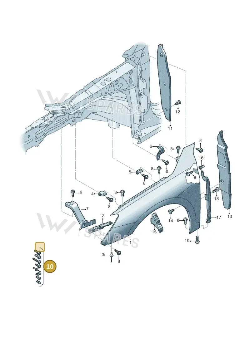 V04017001CJ Porsche Attachment Parts for One Fender