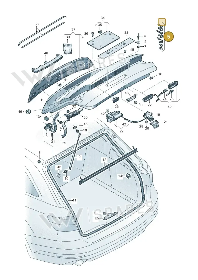V04017001C Porsche 1 Set Attachment Parts for Rear Lid