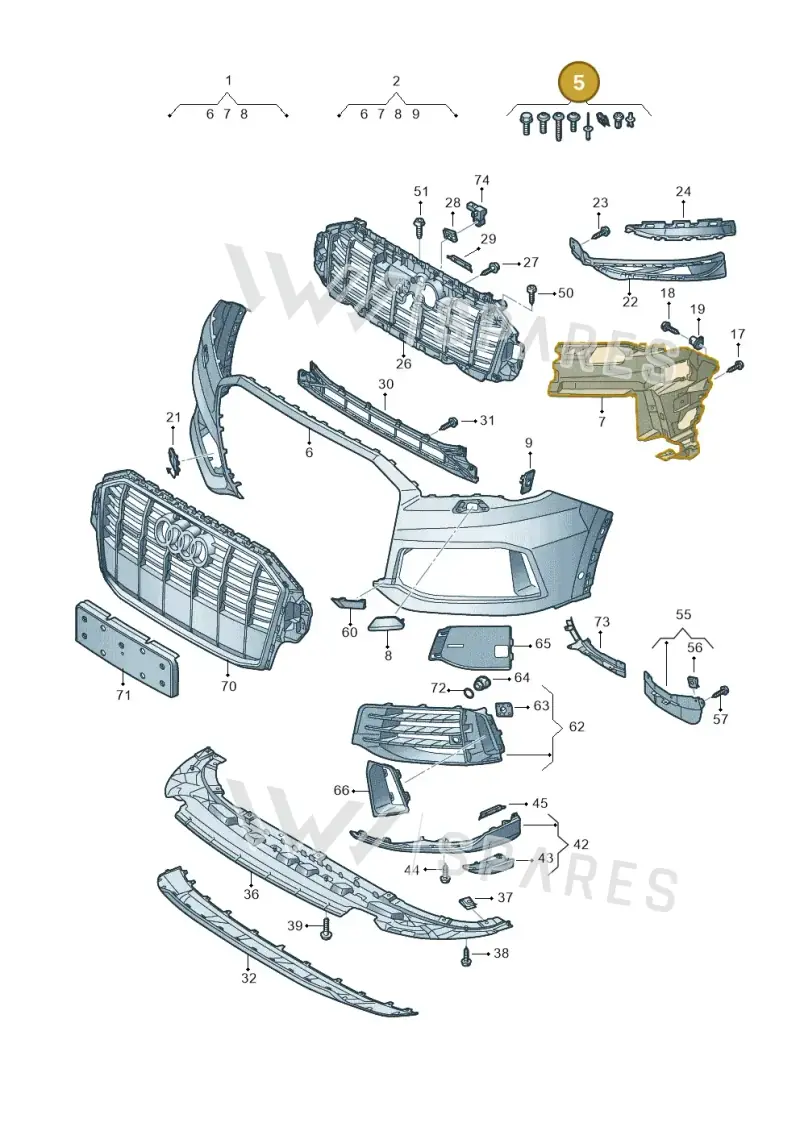 V04017001D Porsche 1 Set Fixing Parts for Bumper