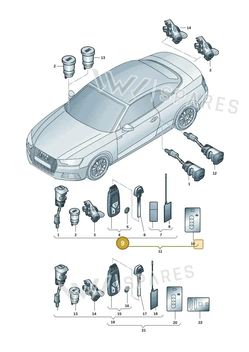 V04017001FHAIF Porsche Lock Cylinder (Outer/Inner Rail Profile AIF)