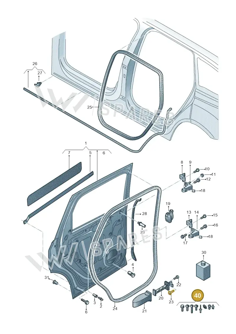 V04017001K Porsche 1 Set of Attachment Parts for Door
