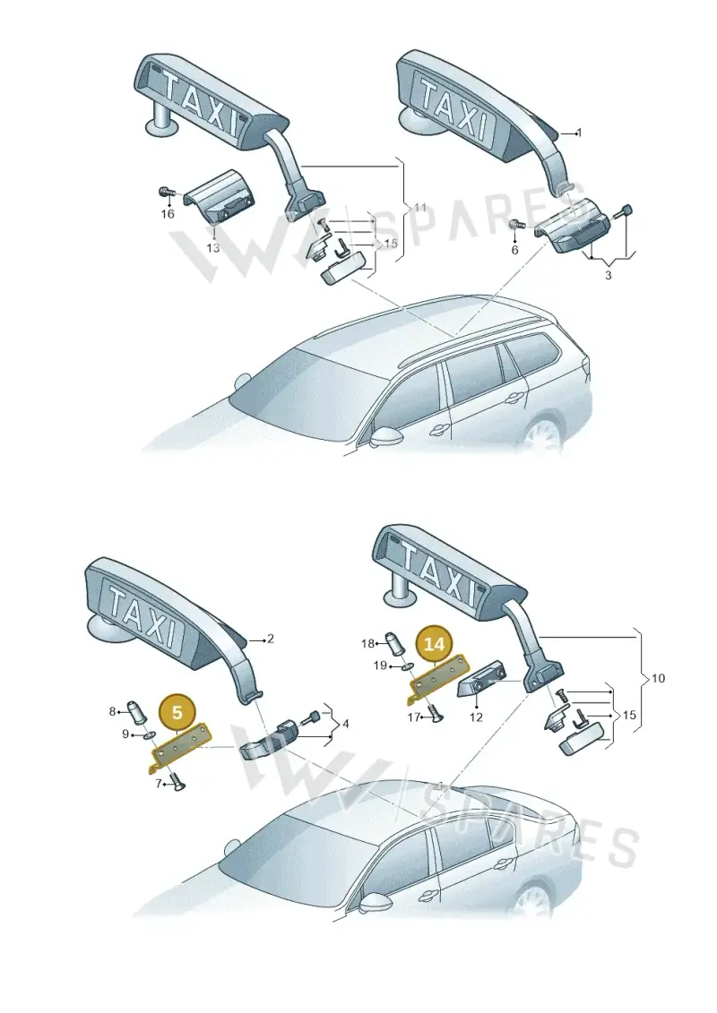 JKV860118 Volkswagen Bracket for Taxi Sign