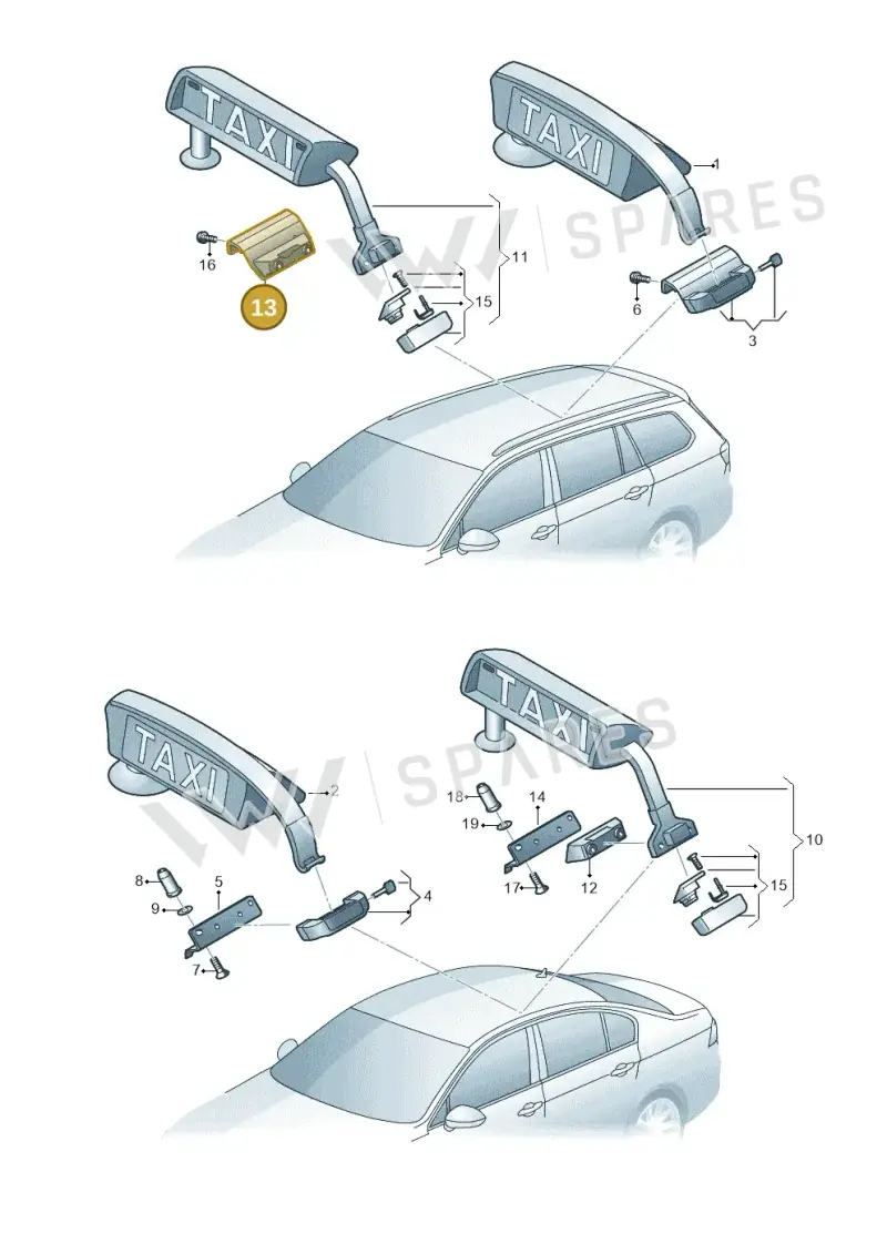 JKV860153A Volkswagen Mounting for Taxi Sign