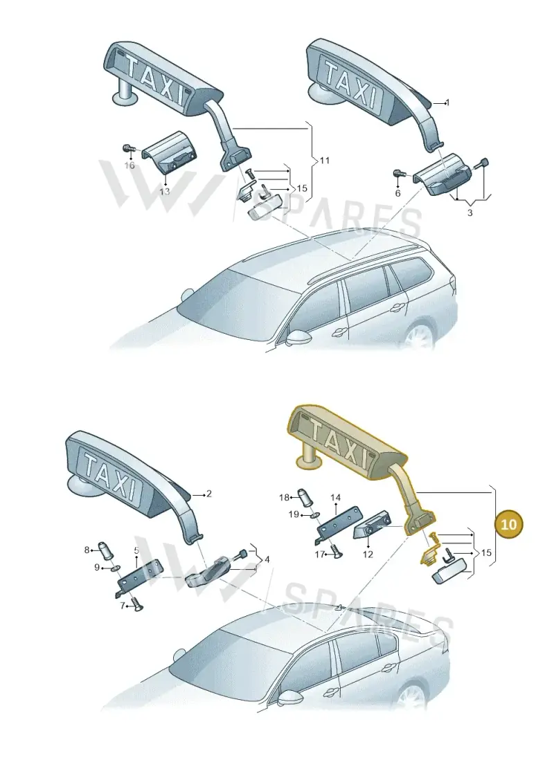 JKV919033 Volkswagen Taxi Sign